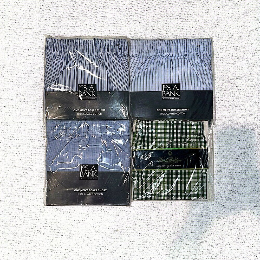 JOS. A. BANK NEW MEN’S BOXER SHORTS SIZE 38 & Brooks Bros LG VARIETY PACK OF 4